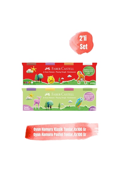 4x100 Gr Klasik Renkler Oyun Hamuru&4x100 Gr Pastel Renkler Oyun Hamuru 2'li Set Bej