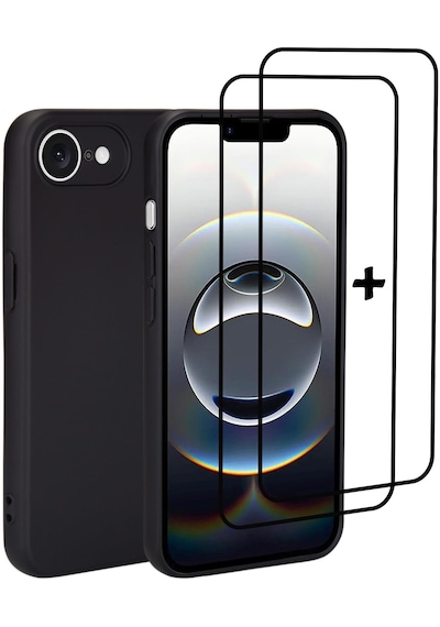 Apple iPhone 16e Uyumlu  Kılıf Renkli Silikon + 9h Ekran Koruyucu Cam Set