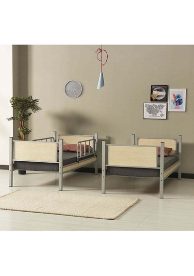 Argimo Yurt Metal Ahşap Ranza Ve Karyola 90 x 200 Gri