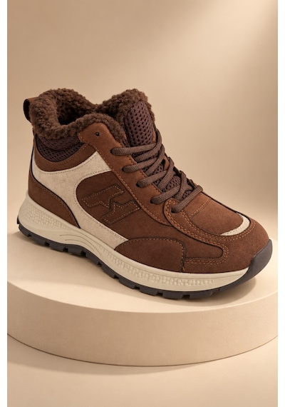 Muggo Nortex Kürklü Fermuarlı Kalın Taban Bağcıklı Kışlık Kadın Sneaker Bot Kahverengi Muggo Nortex Kürklü Fermuarlı Kalın Taban Bağcıklı Kışlık Kadın Sneaker Bot Kahverengi