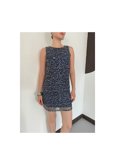 Verymoda Pullu Sıfır Kol Elbise D3120 Lacivert