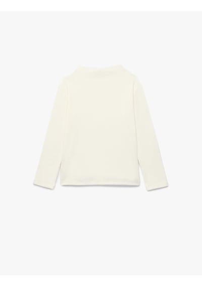 Koton Dik Yaka Modal Karışımlı Uzun Kollu Slim Fit Tişört Ekru 7wkg10187ak