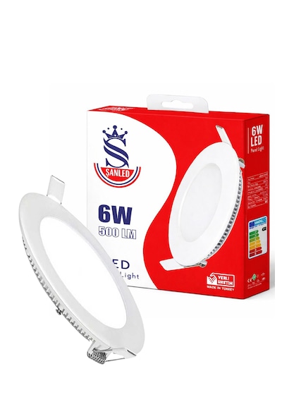 6w Tasarruflu Led Yuvarlak Beyaz Işık Sıva Altı Slim Panel Tavan Aydınlatma Armatürü