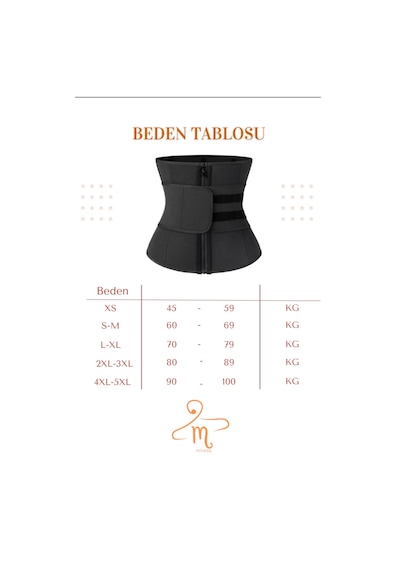 Miresa Sauna Ve Terleme Etkili Unisex Sauna Termal Bel Kemer Korse Siyah