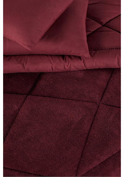 Lüks Wellsoft Çift Taraflı Yumuşak 4 Mevsim Konfor Yorgan Seti Yorgan Uyku Seti 155 X 215 Cm Bordo
