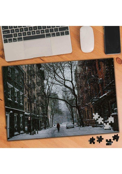Karlı, Sokak Arası Görüntüsü 240 Parça Puzzle Yapboz-1209401