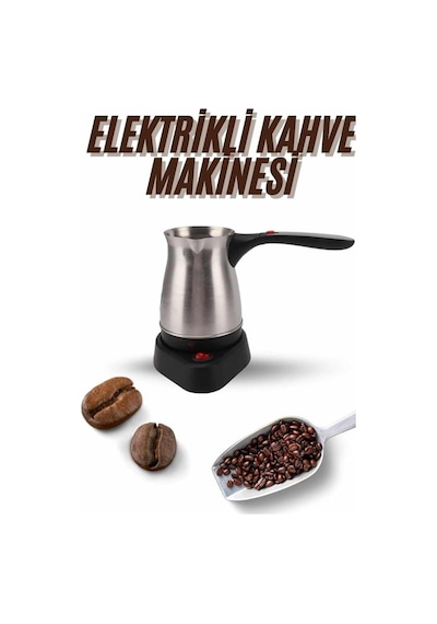 Elektrikli Cezve 800 Watt Paslanmaz Çelik Türk Kahve Makinesi Saplı Tek Renk