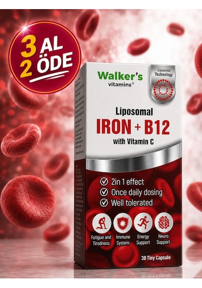 Walker's Vitamins Lipozomal B12 Demir C Vitamini Methylcobalamin Metilkobalamin Krom Pikolinat 30 Enerji Kapsül