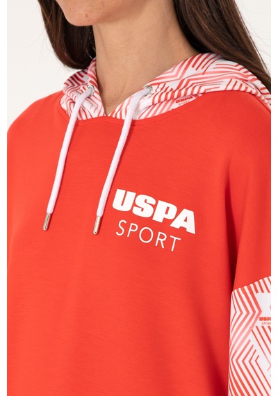 U.S. Polo Assn. Kadın Kırmızı Modal Karışımlı Kapüşonlu Sweatshırt 50300694-VR213