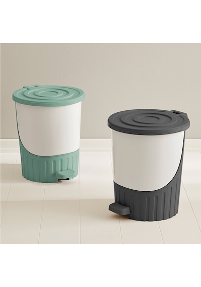 Dünya-01070-867 Pastel- Çöp Kovası Plastik 14lt 315x285x335mm Yeşil Pedallı Lüx - 6'li Paket