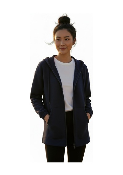 Lyvean Fermuarlı Üç İplik Penye Sweatshirt Lacivert