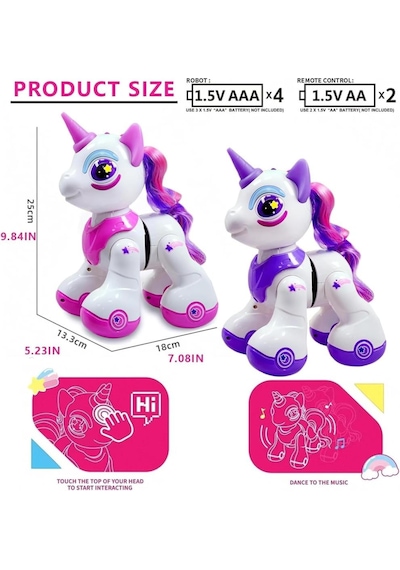 Kumandalı Romantic Marry Sevimli Oyuncak Unicorn Robot Mor