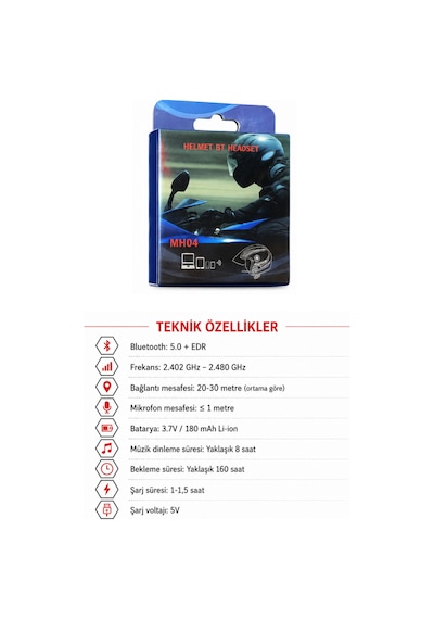 Mh04 Helmet Bt Headset Bluetooth İntercom