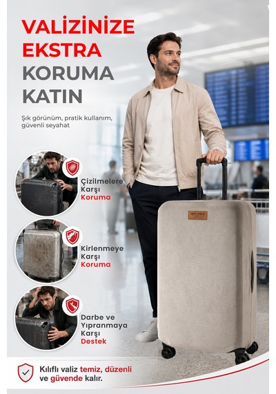 Viscofoam Valiz Bavul Koruma Kılıfı Kadife Kılıf - Gri | Ergo Travel