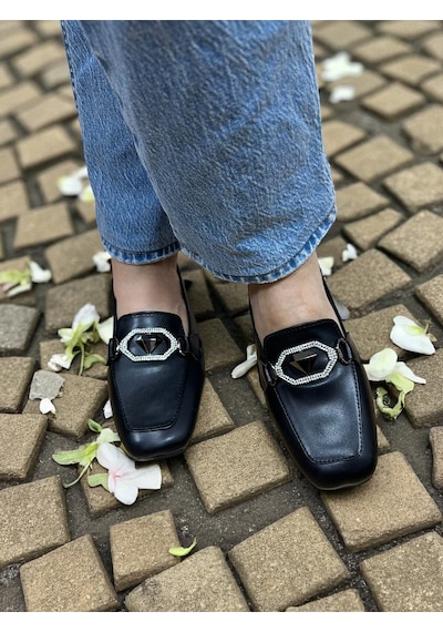 Aska Shoes Günlük Tokalı Babet 2025aska007 Siyah