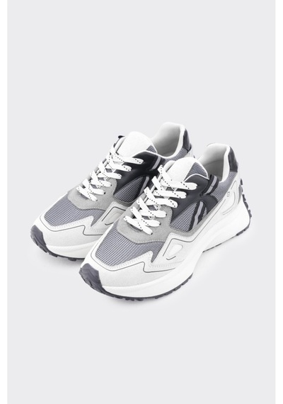 Derinet Yüksek Taban Kadın Sneaker Beyaz Gümüş Beyaz Gümüş