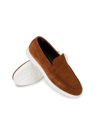 Deery Hakiki Süet Taba Rengi Erkek Loafer Ayakkabı - 01957mtbae01 Taba