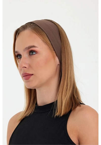 Kadın %100 Pamuklu Penye, Kaymaz, Terletmez, Ultra Hafif, Spor Saç Bandı Bandana - Tek Ebat / Kahverengi Kahverengi