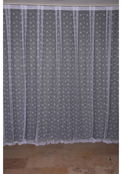 Kuş Model Kırık Beyaz Renk Dikilmiş Pileli Fon Perde 300x260 Cm