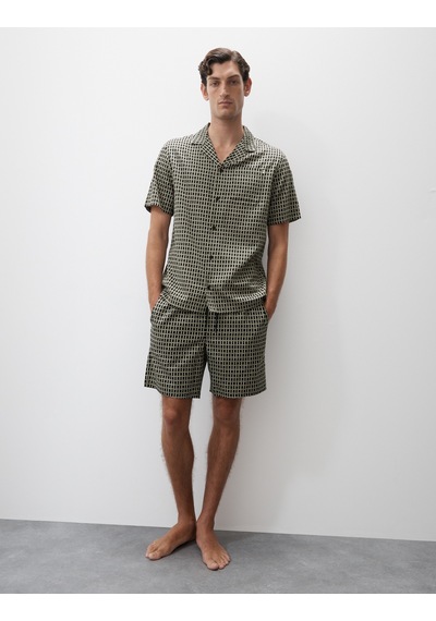 Marks & Spencer Pamuklu Desenli Pijama Üstü Yeşil