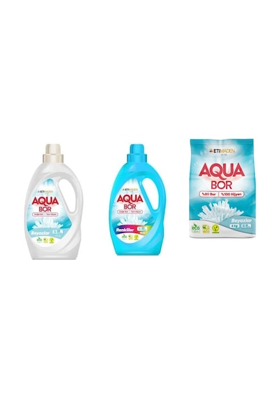 Aquabor Doğal Mineralli Sıvı Beyaz + Sıvı Renkliler + 4 Kg Beyaz 3 Lü Set 13070523