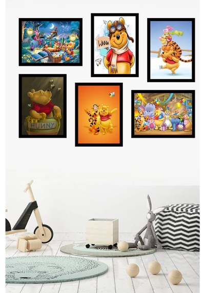 Çocuk Odası Winie Poohh Temalı Ahşap Tablo Seti Renkli - 584981642 Renkli