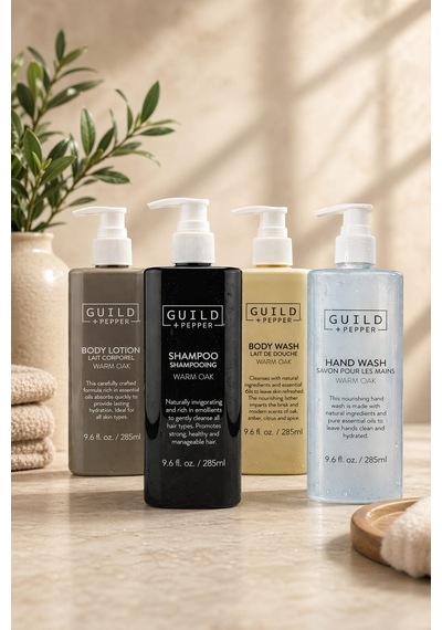 Guild + Pepper Warm Oak 4 Lü Kişisel Bakım Seti Şampuan + Duş Jeli + El Sabunu + Vücut Losyonu 285 ML