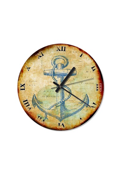 Gemi Çapası Analog Duvar Saati (408149114) Çok Renkli