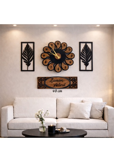 Papatya Modeli Duvar Saati 40 Cm Çiçekler 30 Cm Kişiye Özel No 20028 Kahverengi