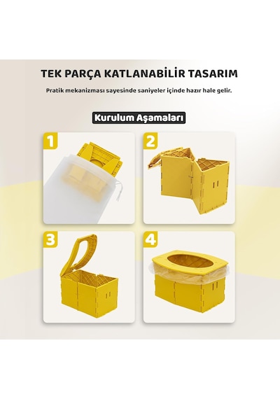 Katlanabilir Lazımlık, Portatif Seyahat Tipi Taşınabilir Çocuk Tuvaleti, 327 G, Sarı Çok renkli