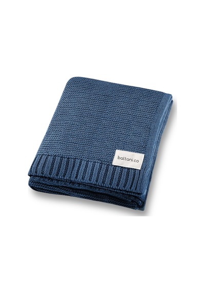 Kız Ve Erkek Bebek Için Triko Örgü Bebek Battaniyesi 90cm X110cm Basics Indigo İndigo2 İndigo2