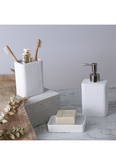 Linen Katı Sabunluk Beyaz