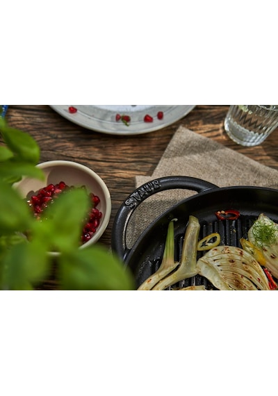 Staub B Döküm Izgara Tava Çift Kulplu 26 Cm Siyah Diğer
