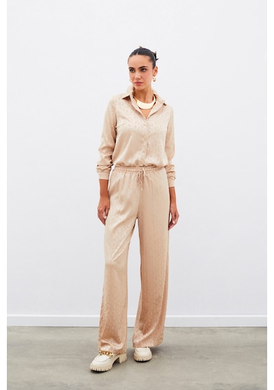 Sateen Bel Lastikli Desenli Pantolon - Camel-135100 Camel