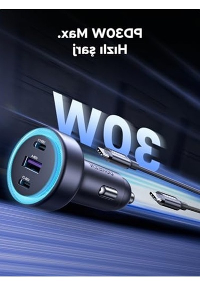 30w 3 Portlu Araç İçi Şarj Cihazı, Çakmaklık Adaptörü İle Hızlı Şarj