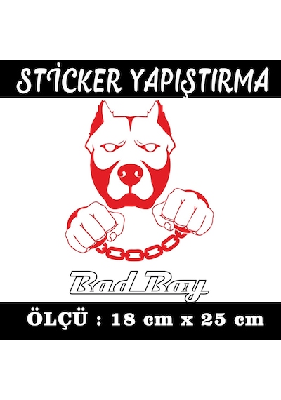 Pitbull Köpek Kelepçeli Kötü Çoçuk Sticker Setiket Seti