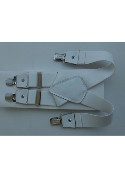Beyaz Pantolon Askısı Dört Klipsli 3.5 Cm Genişliğinde Beyaz