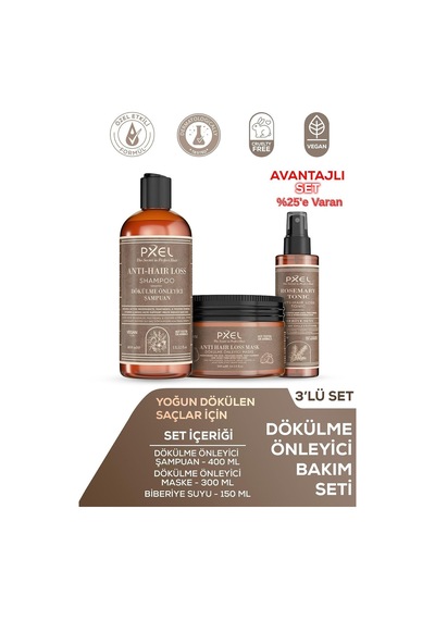 Saç Dökülmesine Karşı Şampuan, Maske Ve Biberiye Toniği Seti Kafein, Biotin Ve Bitkisel Protein Destekli Güçlendirici Bakım İncelen Saçlar İçin 400ml + 300ml + 150ml