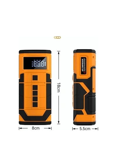 8000 Mah Taşnabilir Dijital Ekranlı Araç Akü Takviyeli,powerbank,ışıklı Oto Hava Kompresörü