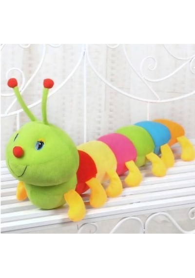Merty Avm 50 Cm Büyük Rengarenk Peluş Tırtıl - Dolgun Yapılı Bebek Uyku Arkadaşı & Yatak Süsü