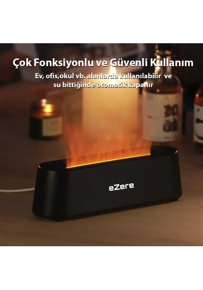 Kumandalı Alev Efektli Hava Nemlendirme Cihazı Çocuk Bebek Odaları Yaşlılar İçin Nemlendirici