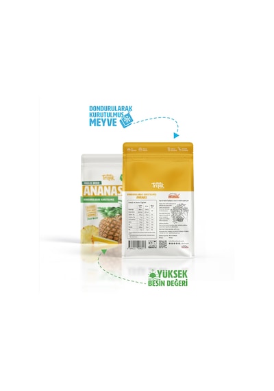 Dondurularak Kurutulmuş Ananas 20 G Freeze Dried Meyve Cipsi Çıtır Meyve Kurusu 6 Adet