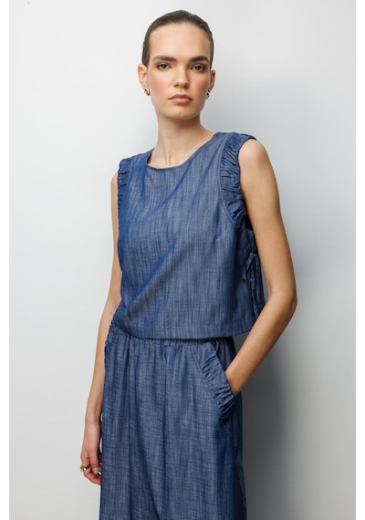 On Kadın Yanları Bağcıklı Crop Bluz 74320 Indigo Indigo On Kadın Yanları Bağcıklı Crop Bluz 74320 Indigo Indigo