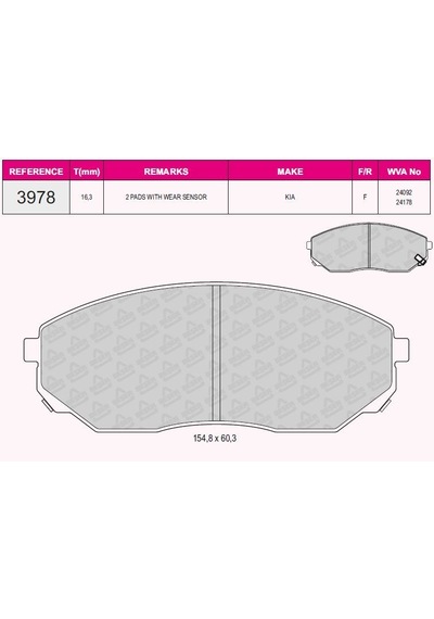 Grap On Fren Balatası Kıa Sorento 2.5 Crdı 02-09 140hp 170hp AOD-GRAP 93978