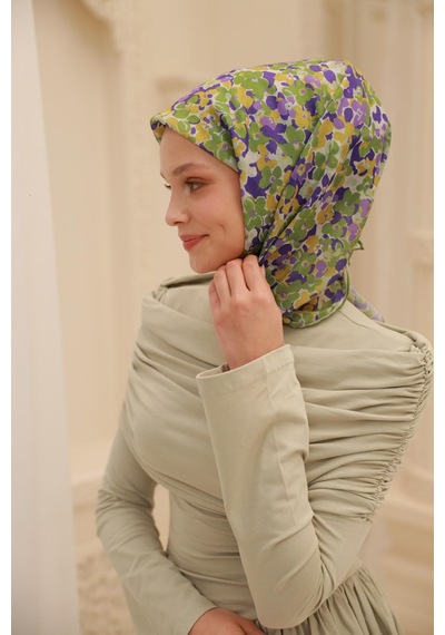 Silk Home Soft Eşarp 73081-32 Taş, Mor, Yeşil, Asit, Su Yeşili
