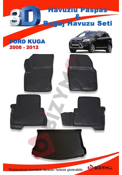 Ford Kuga Suv 2008-2012 Paspas ve Bagaj Havuzu Seti Siyah