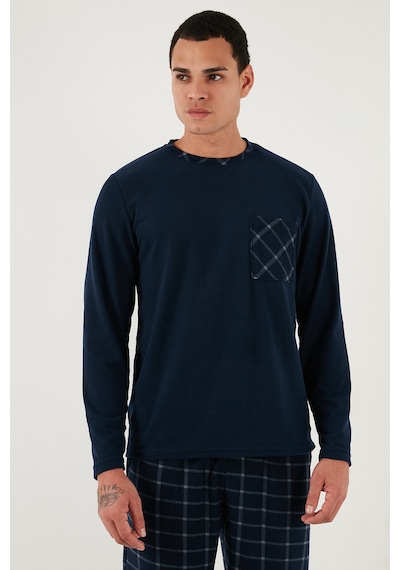 Buratti Kareli Yumuşak Dokulu Regular Fit Uzun Kollu Erkek Pijama Takımı 609611060 Lacivert