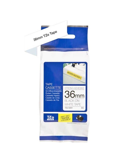 Brother P-touch Tze-s261 Muadil Beyaz Üzerine Siyah Güçlü Yapışkanlı Etiket 36mm X 8m 1