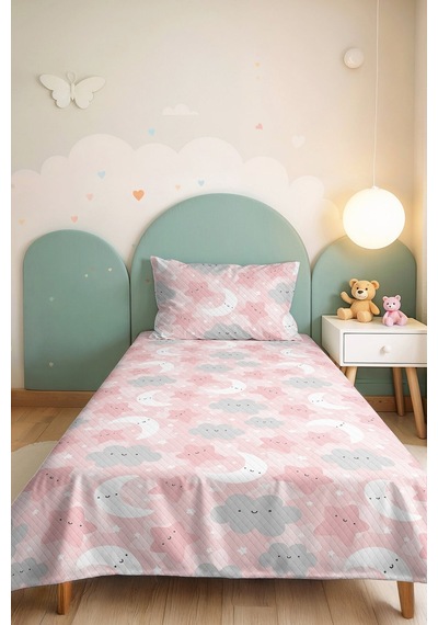Evimde Bambaşka Pembe Bulut Ay Yıldız Kız Çocuk Pike Takımı-pastel Gri Sevimli Bebek Odası Yatak Örtüsü-160x220 CM Evimde Bambaşka Pembe Bulut Ay Yıldız Kız Çocuk Pike Takımı-pastel Gri Sevimli Bebek Odası Yatak Örtüsü-160x220 CM
