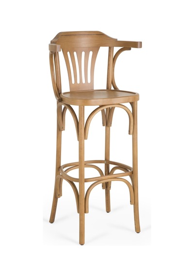 Thonet Kolçaklı Ahşap Bar Sandalyesi Natural